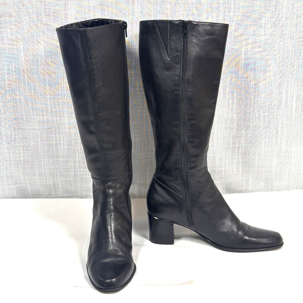 Vtg Bandolino Women’s Leather Knee High Heeled Boots Everyday Church Night Out